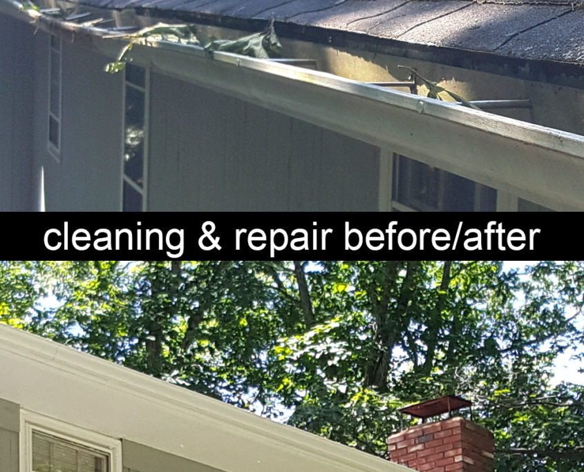 Gutter cleaning repair before after